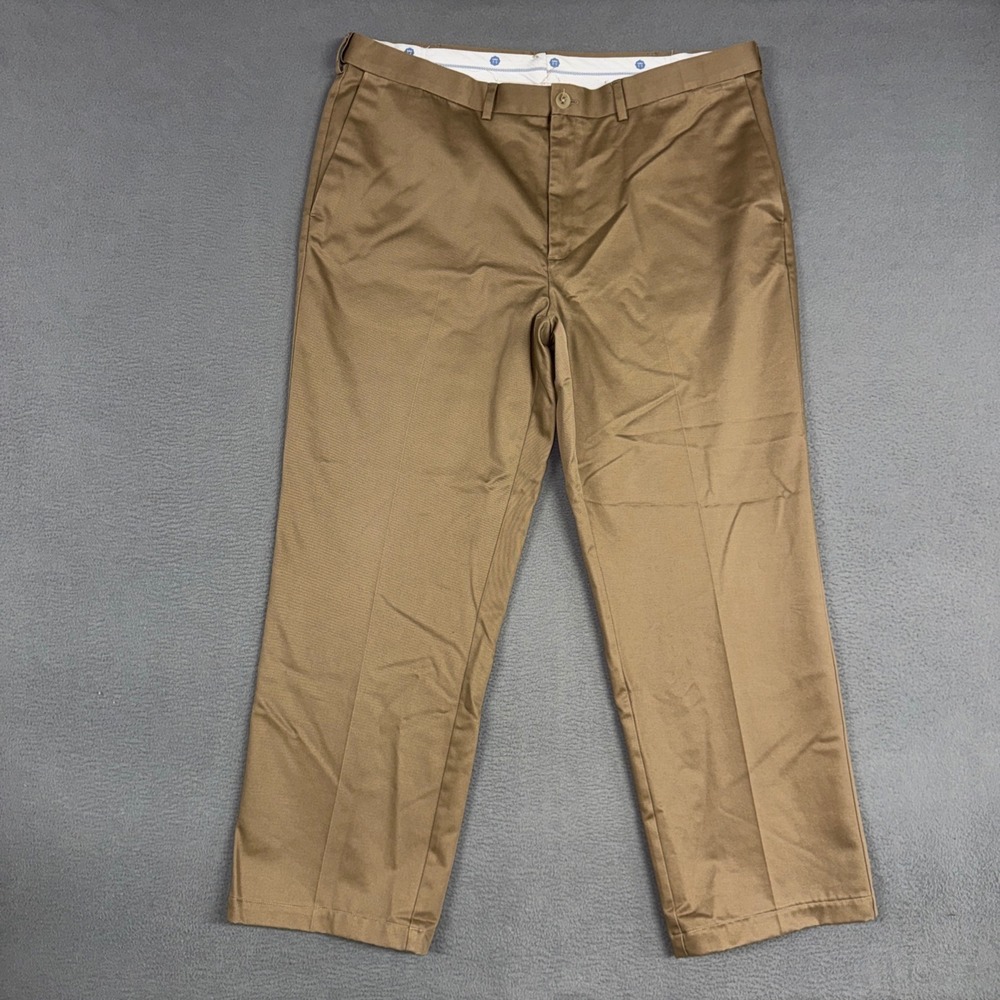 Haggar Pants Mens 42x32 (Fits 40x30) Brown Classic Fit Flat Front Cotton Dress